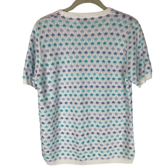 Vintage 90s Alfred Dunner pastel patterns short sleeve grandma sweater - Picture 3 of 6